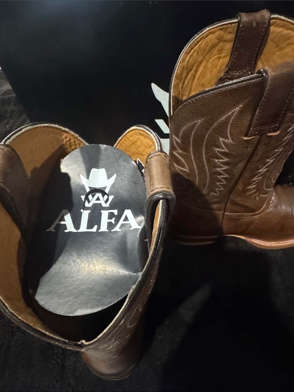 Alfa Cowhide Square Toe Cowboy Boot - Picture 3 of 5